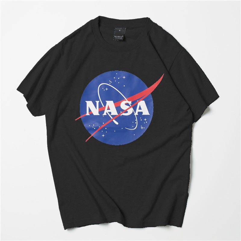 Norman Long American Nasa Astronaut Joint Short-Sleeved T-Shirt Men'S White Ins Super Cotton Summer Fashion - Image 1