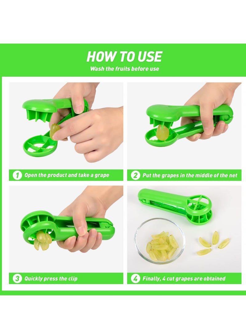 SYOSI 2 Pcs Grape Cutter, Grape Slicer for Toddlers, Tomato Cherry Strawberry Cutter, Quarter Slicer for Vegetable Fruit Cake, for Vegetable Fruit Salad, Kitchen Gadget Tool No Blade (Green) - Image 2