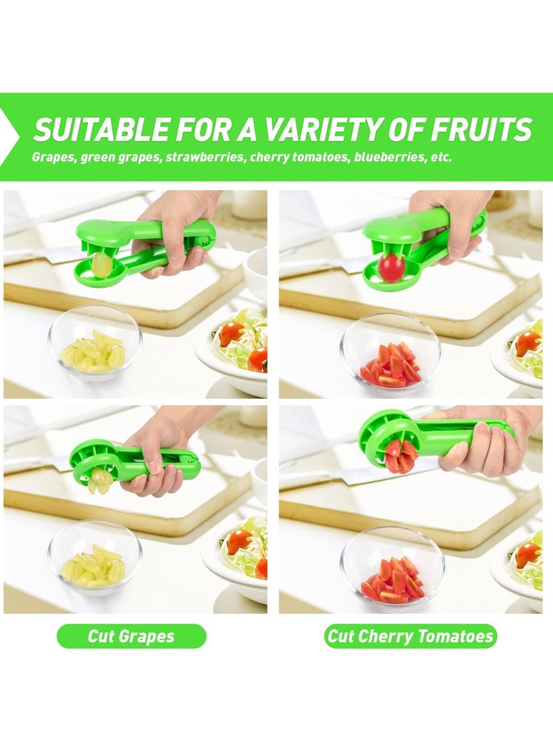 SYOSI 2 Pcs Grape Cutter, Grape Slicer for Toddlers, Tomato Cherry Strawberry Cutter, Quarter Slicer for Vegetable Fruit Cake, for Vegetable Fruit Salad, Kitchen Gadget Tool No Blade (Green) - Image 3