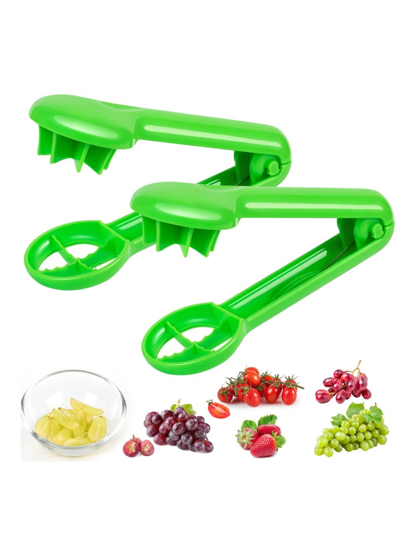 SYOSI 2 Pcs Grape Cutter, Grape Slicer for Toddlers, Tomato Cherry Strawberry Cutter, Quarter Slicer for Vegetable Fruit Cake, for Vegetable Fruit Salad, Kitchen Gadget Tool No Blade (Green) - Image 1