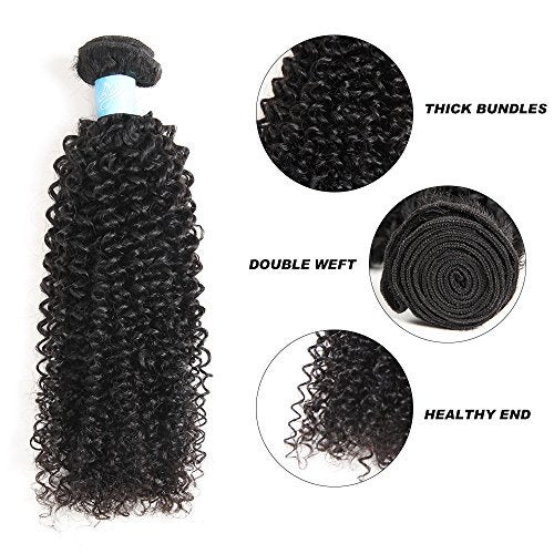 BLY 7A Mongolian Kinky Curly Human Hair Bundles 18/20/22 Inch Unprocessed Hair Weave Weft for Black Women Natural Color - Image 3