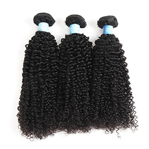 BLY 7A Mongolian Kinky Curly Human Hair Bundles 18/20/22 Inch Unprocessed Hair Weave Weft for Black Women Natural Color - Image 5