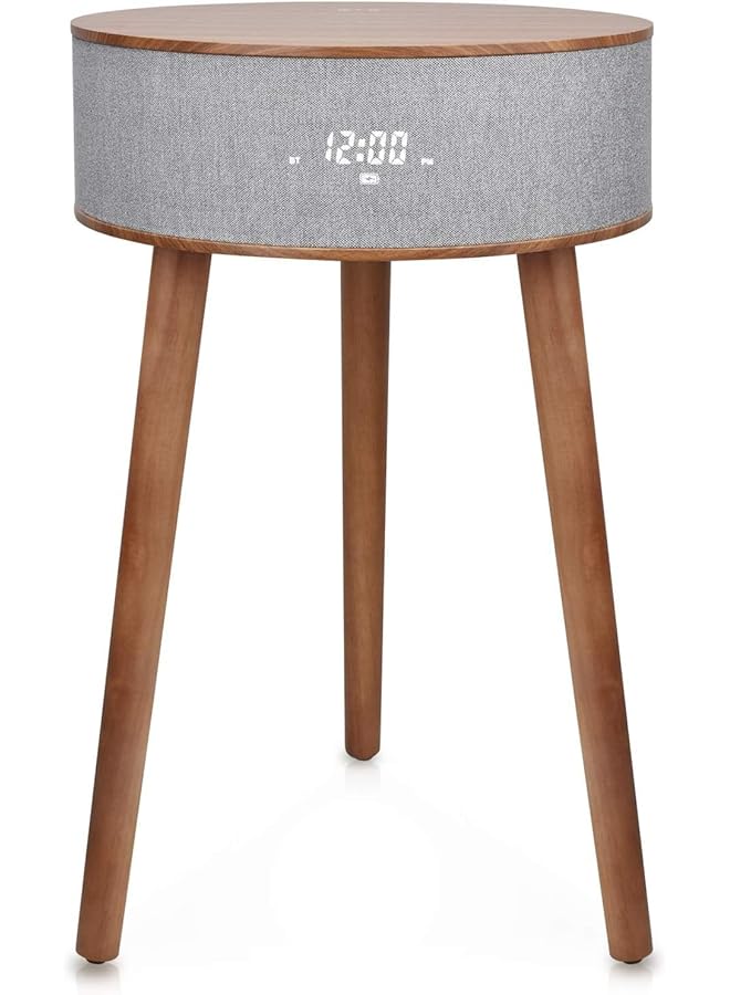 erorex Portable Bluetooth Speaker With Wireless Charger And Usb Charging Dock Smart End Table Built In Wireless Charging For Living Room Reception Room Office Oak - Image 1