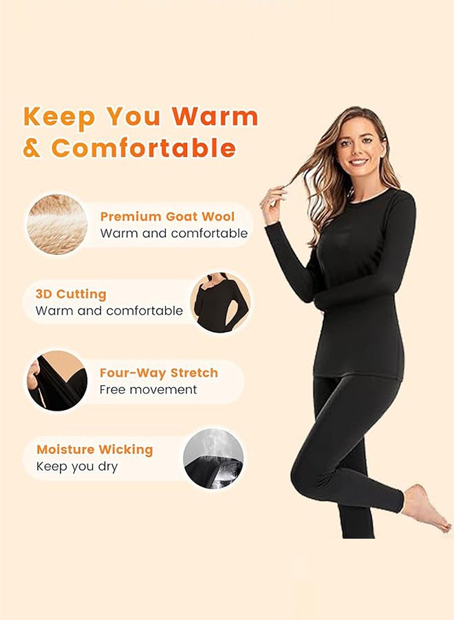 Women's Thermal Underwear with Fleece Lined Set Soft Long Johns Set Long Sleeve Base Layer Set Top and Bottom - Image 3