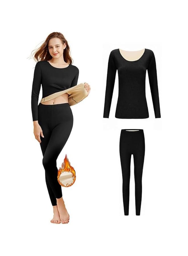 Women's Thermal Underwear with Fleece Lined Set Soft Long Johns Set Long Sleeve Base Layer Set Top and Bottom - Image 1