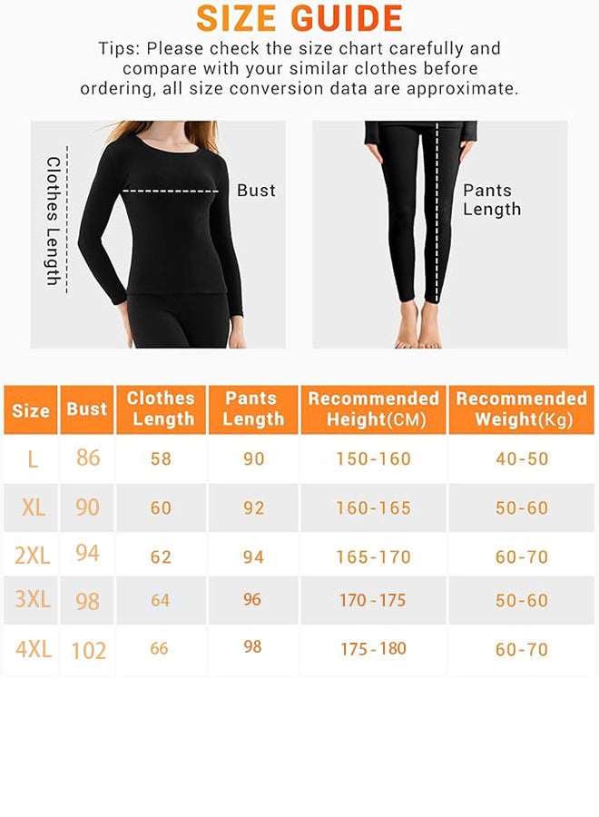 Women's Thermal Underwear with Fleece Lined Set Soft Long Johns Set Long Sleeve Base Layer Set Top and Bottom - Image 5