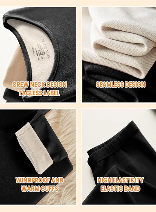 Women's Thermal Underwear with Fleece Lined Set Soft Long Johns Set Long Sleeve Base Layer Set Top and Bottom - Image 4