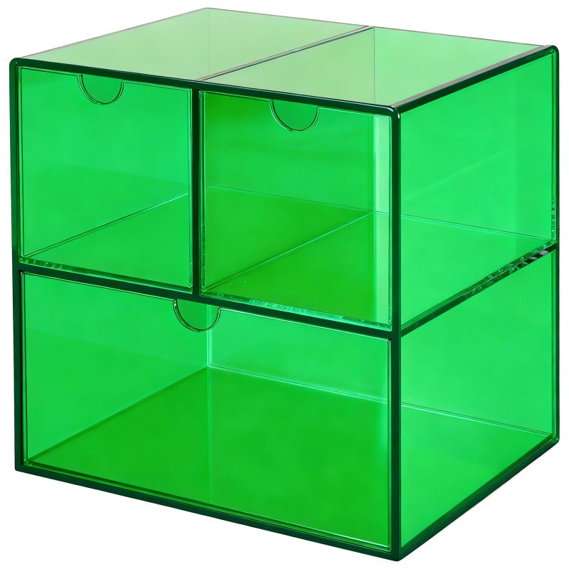 Gelite Desk Organizer with 3 Storage Drawers for Makeup Office Acrylic Desktop Drawer Organizer for Vanity Office Organization and Storage Box, Iridescent - Image 1