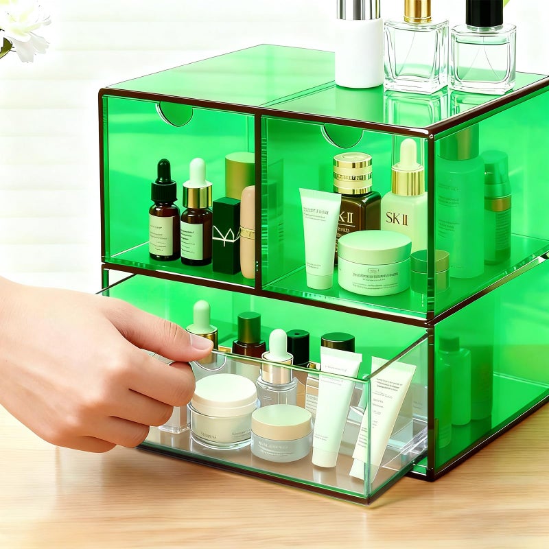 Gelite Desk Organizer with 3 Storage Drawers for Makeup Office Acrylic Desktop Drawer Organizer for Vanity Office Organization and Storage Box, Iridescent - Image 5