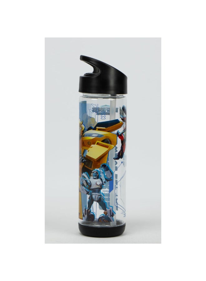 SunCe Transformers Earthspark Plastic Water Bottle with Straw Multicolour 500 ml SUNS-4300TRB  - Image 2