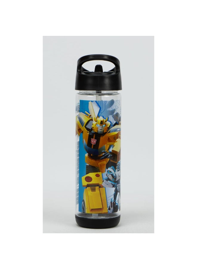 SunCe Transformers Earthspark Plastic Water Bottle with Straw Multicolour 500 ml SUNS-4300TRB  - Image 1