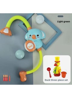 Children's Bath Toy Elephant Koala Electric Shower Sprinkler Water Sprinkling Bath Internet Red Same-Specifications:Green Elephant Shower Battery Version + Duck Water Drain 3-piece Set