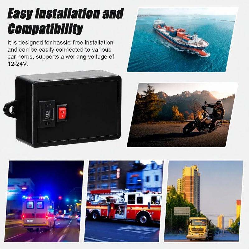 Car Horn Controller Electric Horn Speaker Sound Control Unit with 10 Sound Effects Switching 12-24V for Car Truck Marine Boat - Image 5