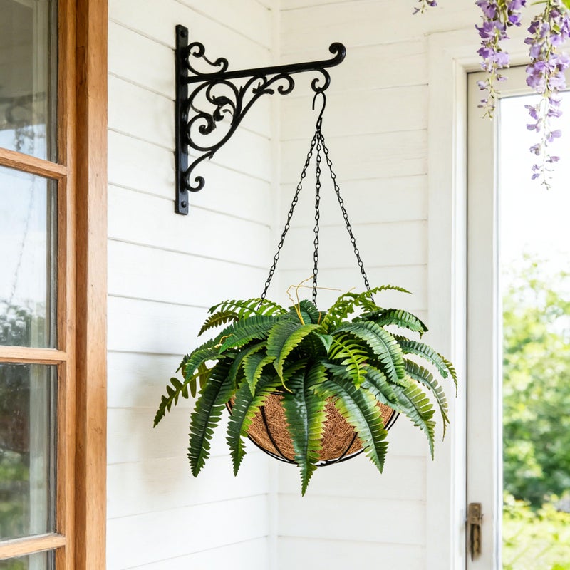 Der Rose 2PCS 45 inch 60 Leaves Fake Ferns Large, UV Resistant Artificial Plants Outdoor Faux Boston Ferns Bush Plants for Home Porch Patio Hanging Decor - Image 5