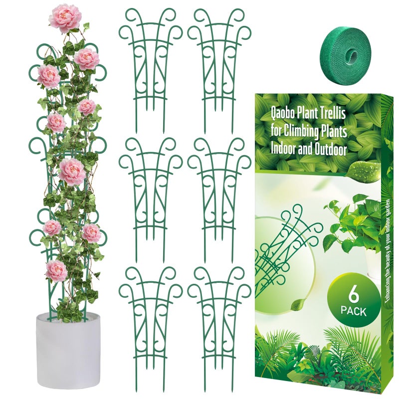 Qaobo 6 Pack Indoor Plant Trellis for Potted Plants, Stackable Garden Trellis for Climbing Plants Outdoor, Small Trellis for Houseplants Rose Hoya Pothos Plant Climber Support - Image 1