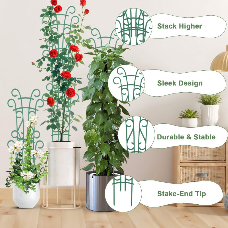 Qaobo 6 Pack Indoor Plant Trellis for Potted Plants, Stackable Garden Trellis for Climbing Plants Outdoor, Small Trellis for Houseplants Rose Hoya Pothos Plant Climber Support - Image 3