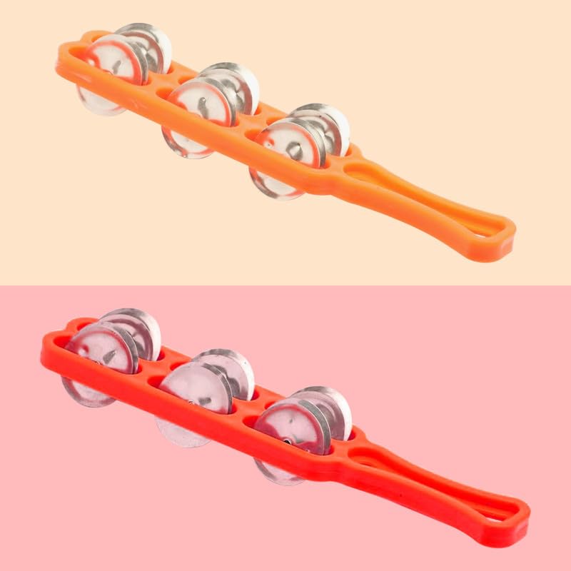Plastic Majira Two Line Music Instrument for kirtan, Bhajan, Mandir aarti (Mustard & Orange | Pack of 2)
