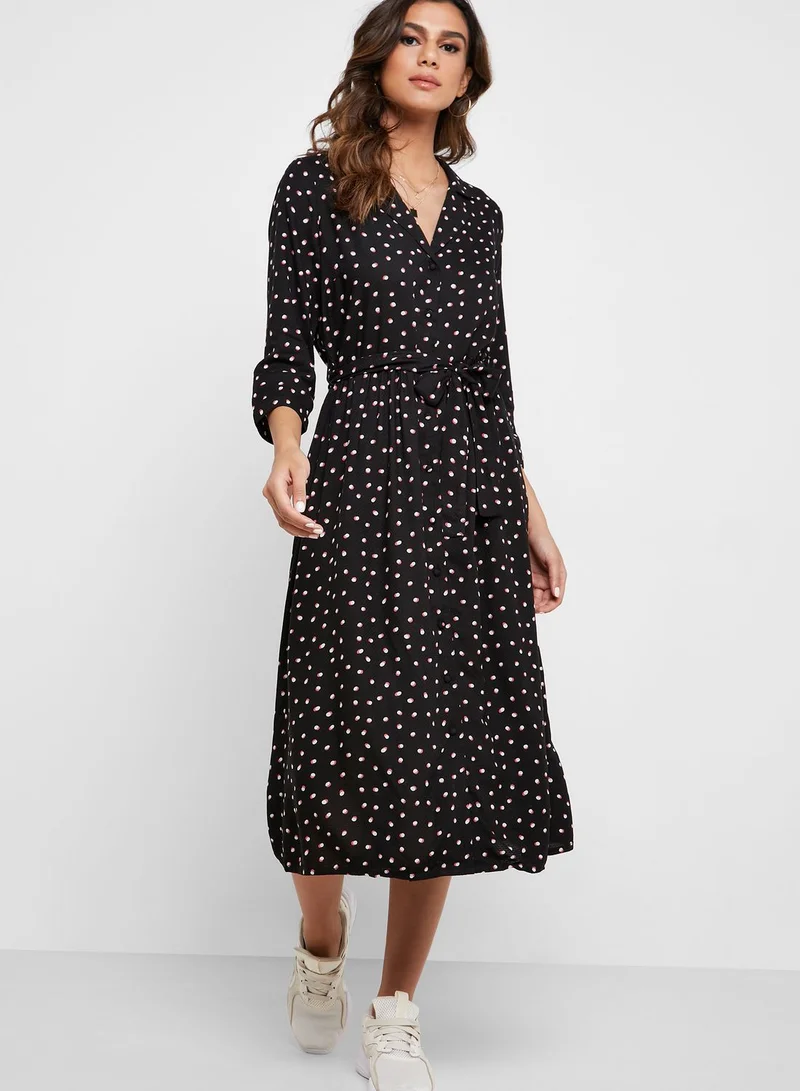 VERO MODA Tie Waist Printed Dress