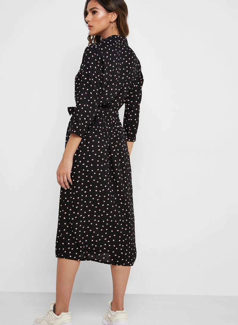 VERO MODA Tie Waist Printed Dress