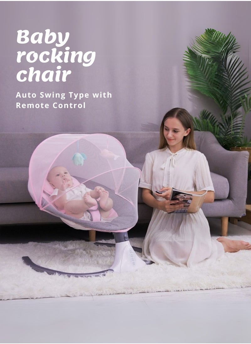 Moms Magic Baby Rocking Chair – Bluetooth Music, Remote-Controlled Auto Swing, 4-Gear Electric Rocking, Comfortable Waist Protection, USB Port  - Image 2