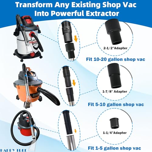 Happy Tree Universal Fit All Existing Shop Vacs with 2-1/2" &1-7/8" &1-1/4" Adapter Wet Extraction Accessory for Upholstery & Carpet Cleaning & Auto Detailing Shop Vac Extractor Attachment Hose Kit - Image 2