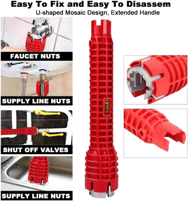 JIVRIX (1 Pcs 8 In 1 Plumbing Installation & Removal Tool – Universal Sink Faucet Basin Wrench with Non Slip Grip – Durable Multi Purpose Pipe Nut Wrench for Home, Bathroom, Kitchen & Laundry Repairs - Image 5