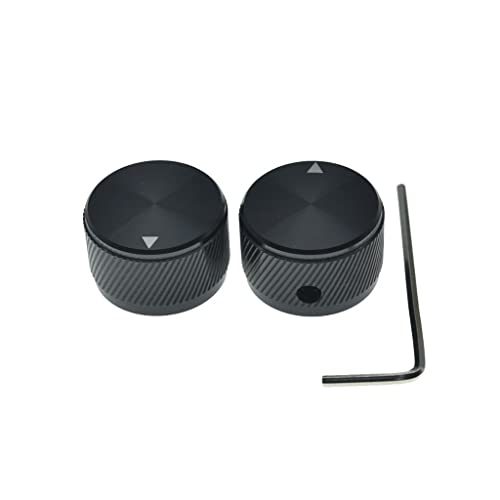 KAISH 636425mm DiamPack of 2 Aluminium Potentiometer Knobs 14 Universal Metal Pot Knobs with Indicator Set Screw for GuitarBassAMP AmplifierPower AmplifierPreampsAudio Equipments Black - Image 1