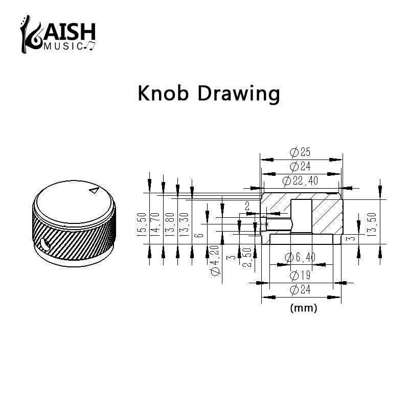 KAISH 636425mm DiamPack of 2 Aluminium Potentiometer Knobs 14 Universal Metal Pot Knobs with Indicator Set Screw for GuitarBassAMP AmplifierPower AmplifierPreampsAudio Equipments Black - Image 3