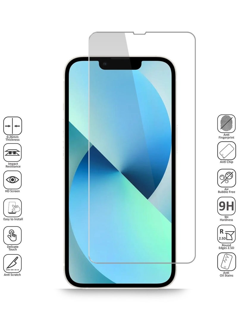 Techie 2 Pack HD Tempered Glass Screen Protector for Apple iPhone 13 - Anti Reflection Anti Bubbles 9H Hardness 0.33 mm Rounded Edges Easy Installation  - Image 4