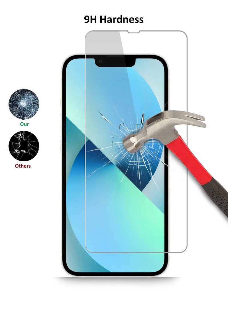 Techie 2 Pack HD Tempered Glass Screen Protector for Apple iPhone 13 - Anti Reflection Anti Bubbles 9H Hardness 0.33 mm Rounded Edges Easy Installation  - Image 3