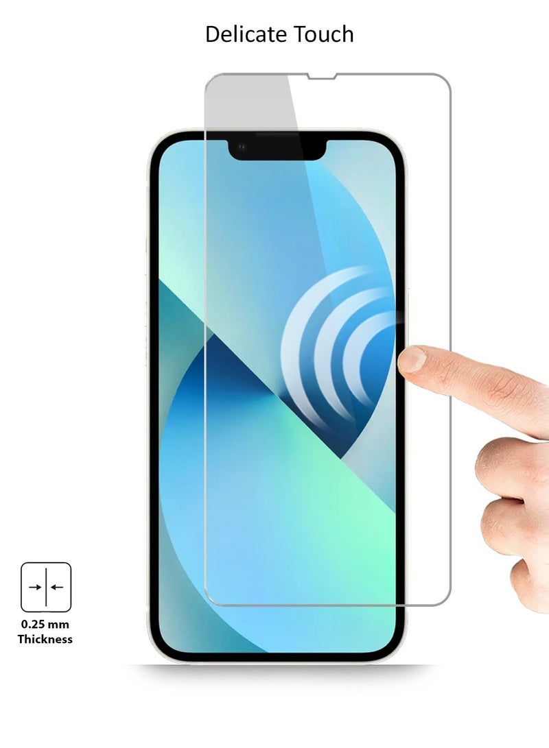 Techie 2 Pack HD Tempered Glass Screen Protector for Apple iPhone 13 - Anti Reflection Anti Bubbles 9H Hardness 0.33 mm Rounded Edges Easy Installation  - Image 2
