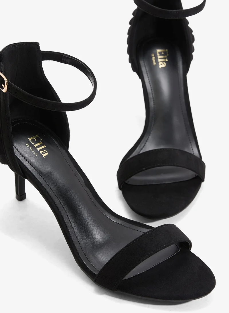 ELLA Black Double Strap Heeled Sandal for Women | Best Price UAE