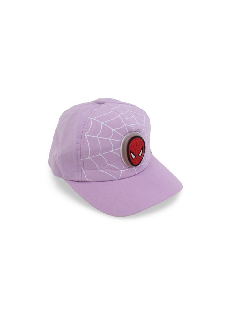 Fancy Girls Cotton Cap – Lilac with Spider-Man Design - Image 1