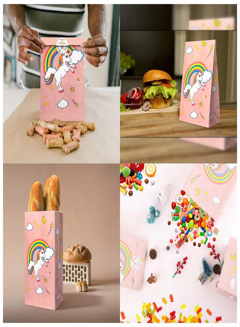 SYOSI Unicorn Paper Bags with Stickers, 12Pcs Unicorn Favor Bag, Unicorn Theme Party Birthday Party Favor Bag Candy Bag, Folding Kraft Paper Bag, Gift Treat Bags Candy Bags for Birthday Party Wedding  - Image 3