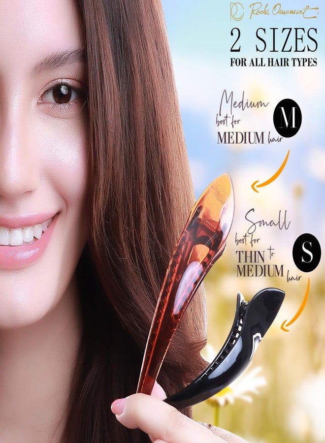 RC ROCHE ORNAMENT RC ROCHE 6 Pcs Duck Bill Alligator Hair Clips for Women Sectioning Flat Claw Long Thick Hair Inner Teeth Curved Styling Jaw Strong Secure Grip Salon, Medium Classic Multicolor - Image 3