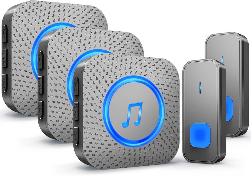 SURFOU Whole-Home Wireless Doorbell Set-1300ft Operating Range, Waterproof Chime with 55 Melodies, LED Alert, 2 Push Buttons & 3 Plugin Receivers - Image 1
