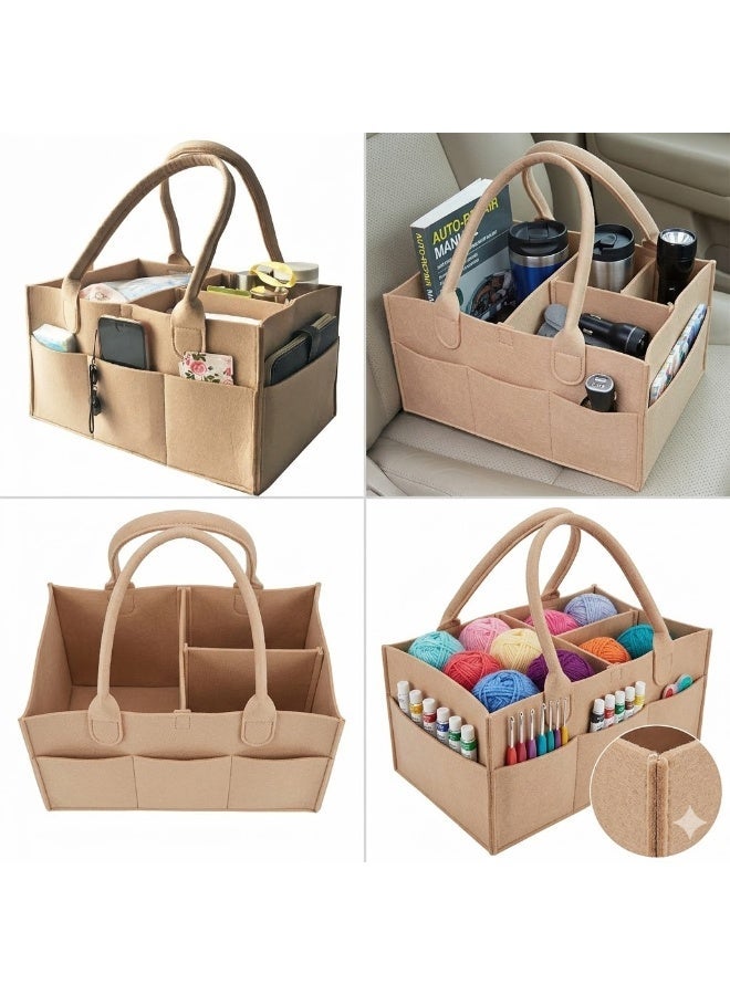 Baby Diaper Caddy Organizer Bag Storage Tote with Handles, Beige. - Image 2
