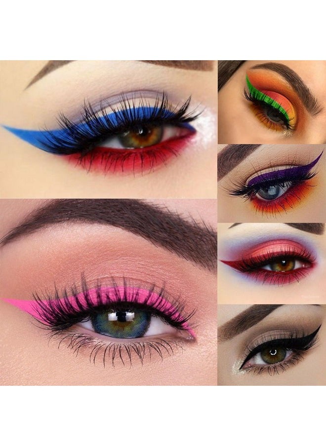 Jutqut - 6 Pcs Double-Head Liquid Stamp Eyeliner, Colored 6 In 1 Stars Flowers Hearts Moon Smiley Face Triangle Stamps Makeup Stamp Set, Waterproof Slim Gel Felt Tip Liquid Eyeliner, Halloween Makeup - Image 1