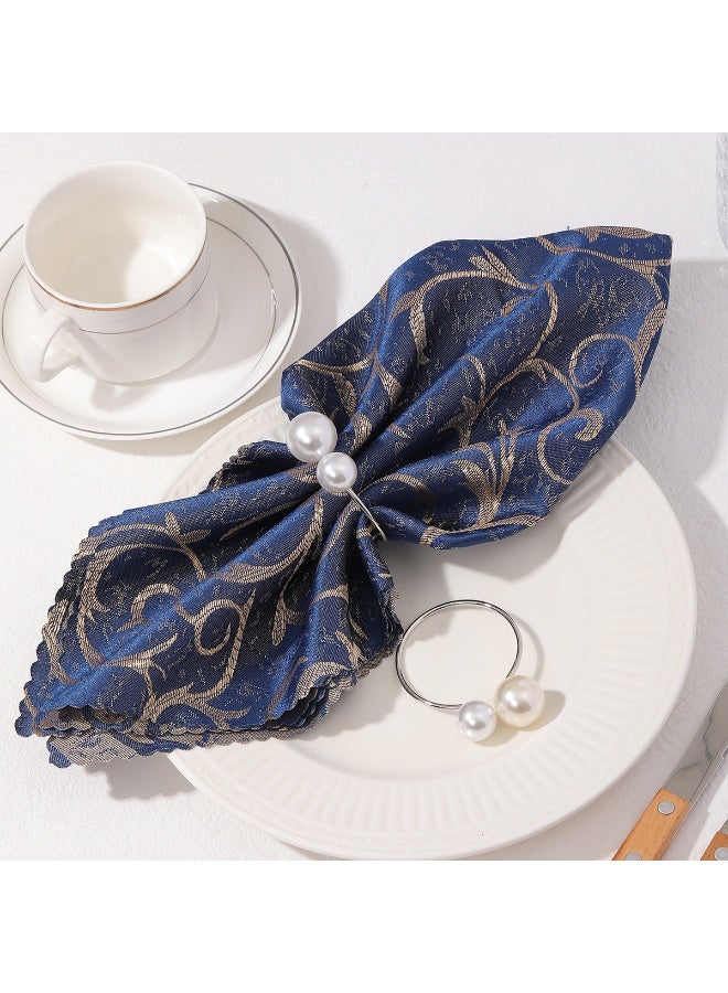 RTYY 10Pcs Pearl Napkin Rings Silver Napkin Holder Table Napkin Buckles for Dinning Table Setting- Pearl Napkin Rings for Holiday Party, Home Kitchen for Casual or Formal Occasion,Wedding Party Dinner Table Decoration - Image 2