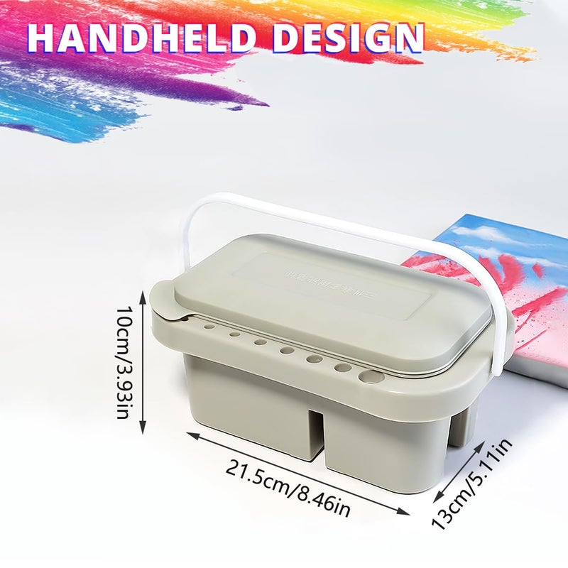 ZLY Paint Brush Cleaner Palett Basin with 10 PCS Paint Brushes,Paints Brush Holder and Organizers with Palette for Acrylic, for Watercolor and Water Based Paints (Gery) - Image 4