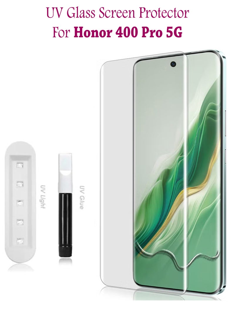 Honor 400 Pro 5G Premium Tempered Glass Design For Honor 400 Pro 5G | Smartphone Advanced Border Less Full Edge To Edge UV Screen Protector And Easy Installation Kit  - Image 1