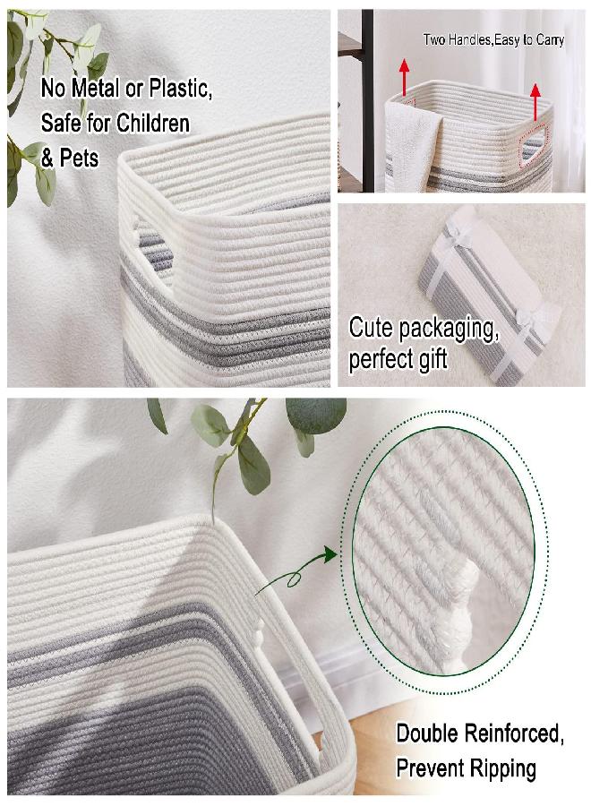 OIAHOMY OIAHOMY Laundry Hamper-Laundry Basket,Tall Cotton Storage Basket with Handles,Decorative Blanket Basket for Living room,Collapsible Large Basket for Toys,Pillows,Clothes Organizer-16x13x22in-Gray  - Image 4