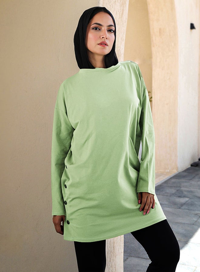 Tie Shop Tie Shop - Button Up T Shirt - Celadon Green For Women