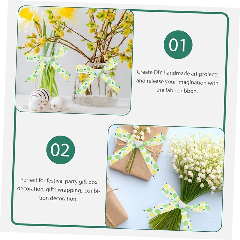 Jojofuny Polyester Ribbon 4 Rolls Lemon Heart Design Gift Wrapping Bow Making DIY Craft Decor - Image 3