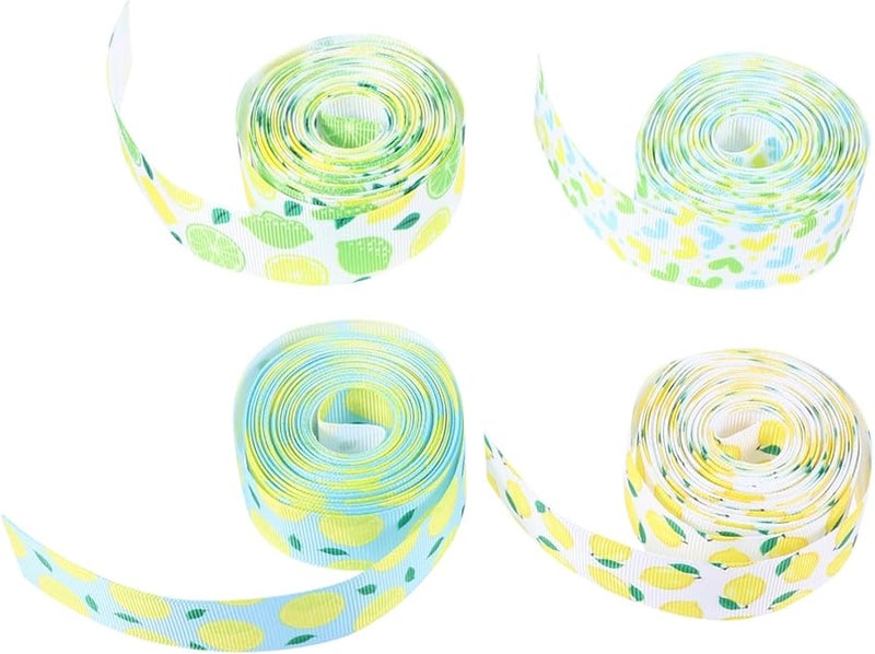 Jojofuny Polyester Ribbon 4 Rolls Lemon Heart Design Gift Wrapping Bow Making DIY Craft Decor - Image 2