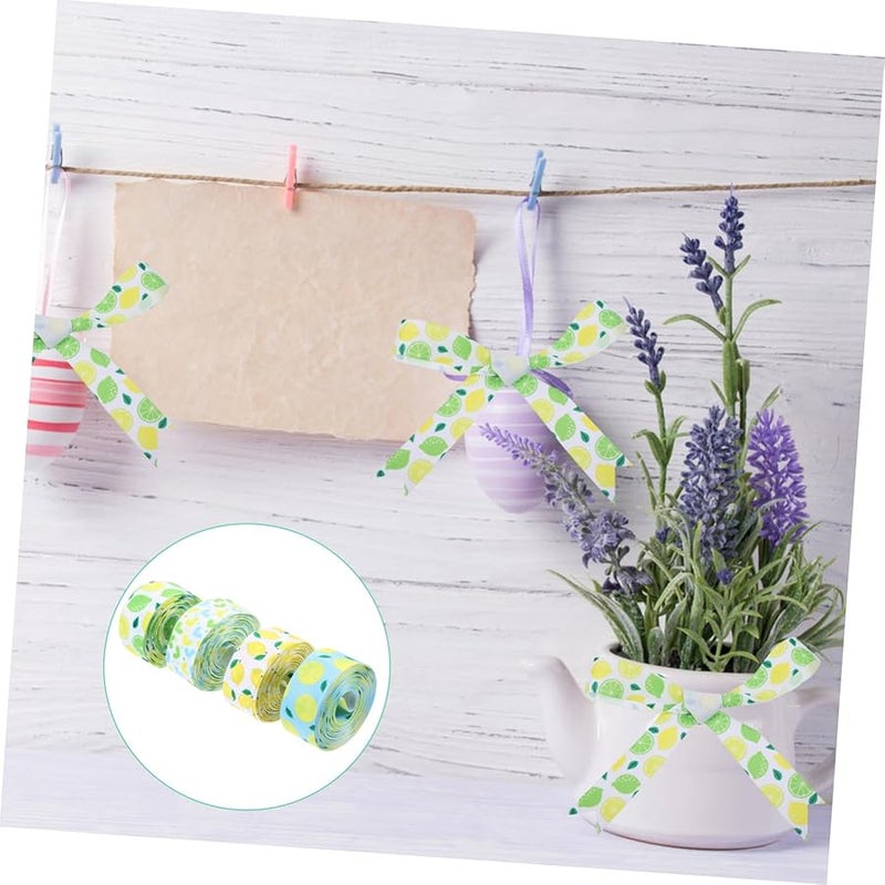 Jojofuny Polyester Ribbon 4 Rolls Lemon Heart Design Gift Wrapping Bow Making DIY Craft Decor - Image 4