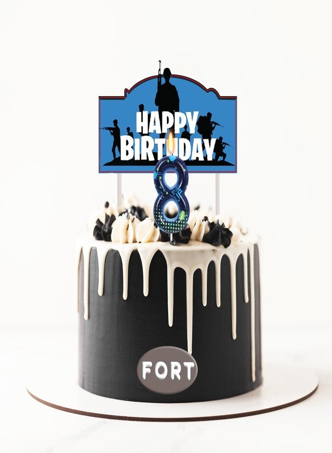 OGnomiFX STG Birthday Candles for Boys - Number 8 Candle for Video Game Birthday Cake Topper, Fort Battle Level Up Sandbox Games Themed Birthday Party Supplies - Image 3