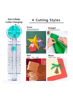 SYOSI Paper Trimmer Craft Paper Cutter, 4 Style Multi-Function Scrapbooking Tool with Dial Blades of Straight, Wave, Dotted, Perforated, Creasing for Cutting Paper, Photos, Postcards, Scrapbook, Card(1Pack)  - Image 5