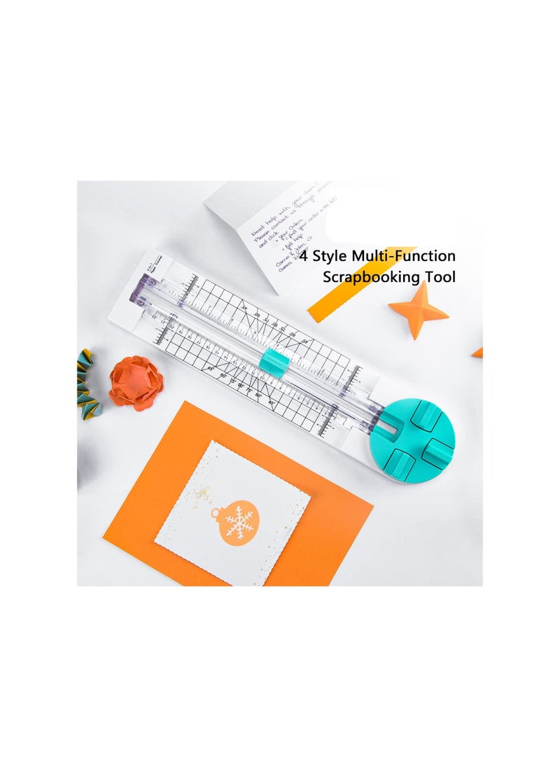 SYOSI - Paper Trimmer Craft Paper Cutter, 4 Style Multi-Function Scrapbooking Tool with Dial Blades of Straight, Wave, Dotted, Perforated, Creasing for Cutting Paper, Photos, Postcards, Scrapbook, Card(1Pack) - Image 1