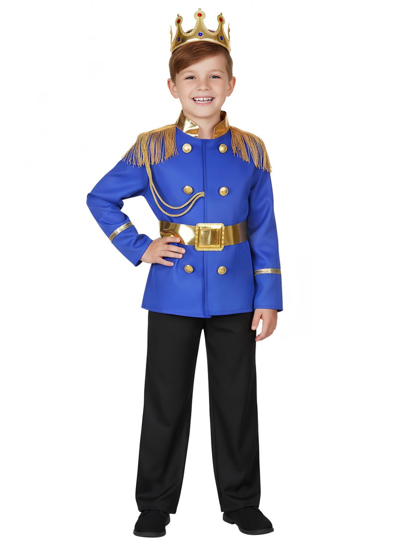 Dormstop Boys Prince Charming Costume Kids Royal Prince Dress Up for Cosplay Fairytale Ball Halloween Birthday Party Outfit (Blue, 9-10 Years) - Image 1